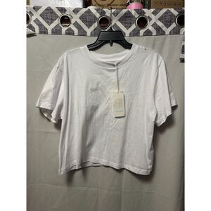 NWT Anthropologie Pilcro Sustainable Cropped Tee Grey White Size Large